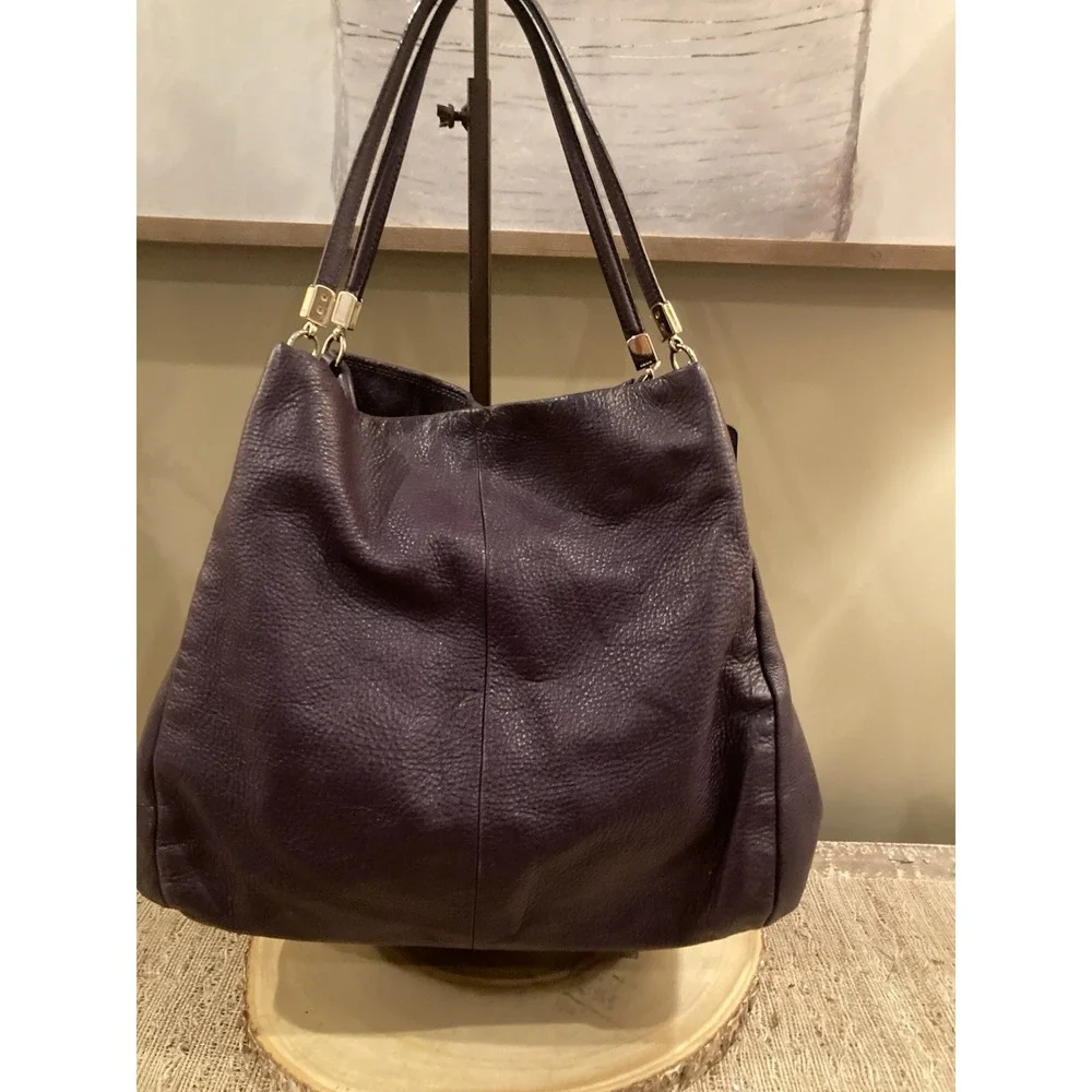 Coach Phoebe Purple Pebbled Leather Triple Compartment‎ Shoulder Bag 24621